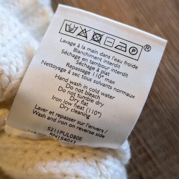 SEZANE Peter Laced Merino Blend Ribbed Flip Collar Jumper in Ecru Size S - Picture 15 of 15